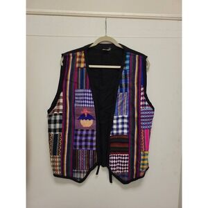 Artesanias Andes Vest Womens XL Ecuador Cotton Wool Colorful Patchwork‎ Boho